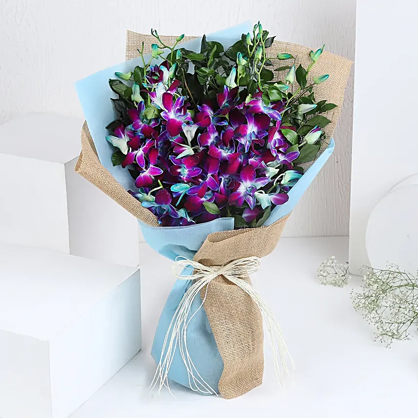 Chocolates N Blue Orchids Floral Gift