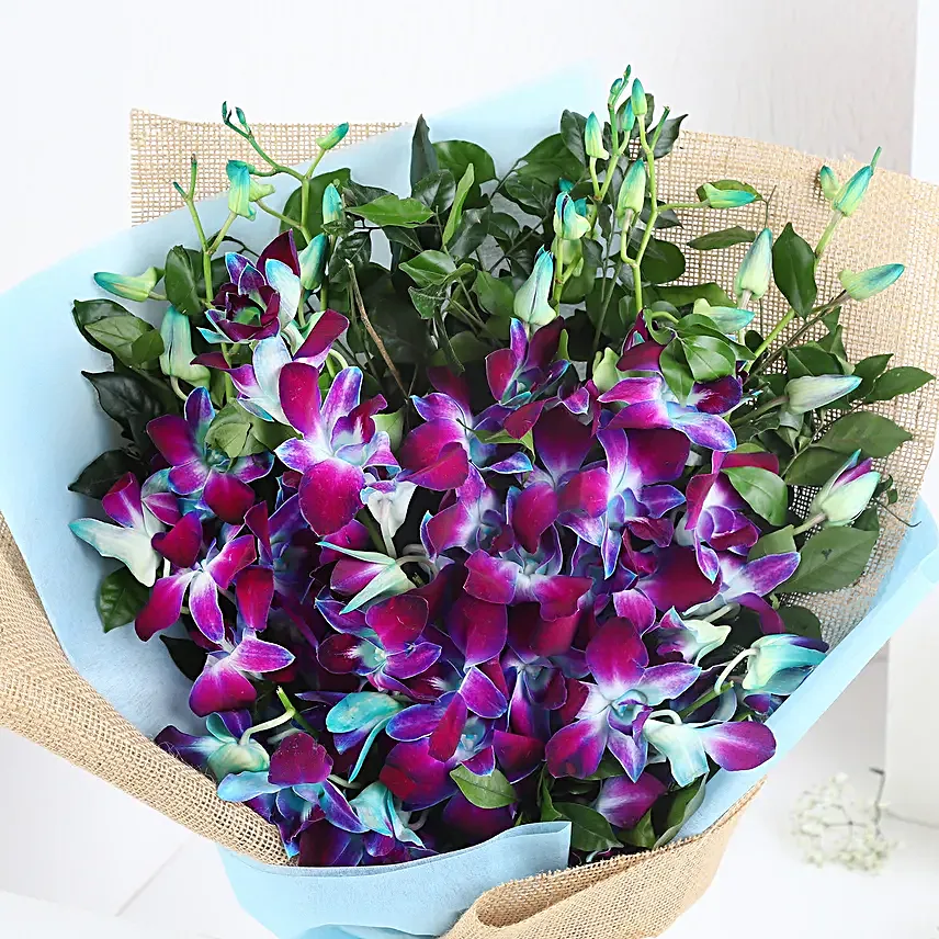 Chocolates N Blue Orchids Floral Gift