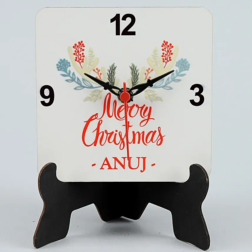 Christmas Blossoms Personalised Table Clock Hand Delivery