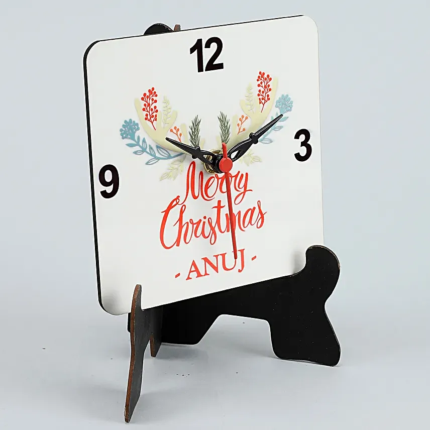 Christmas Blossoms Personalised Table Clock Hand Delivery