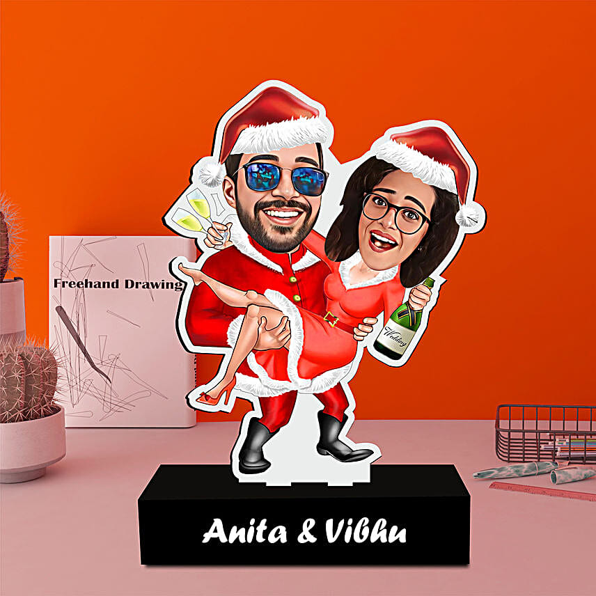 Christmas Cheerful Couples Caricature