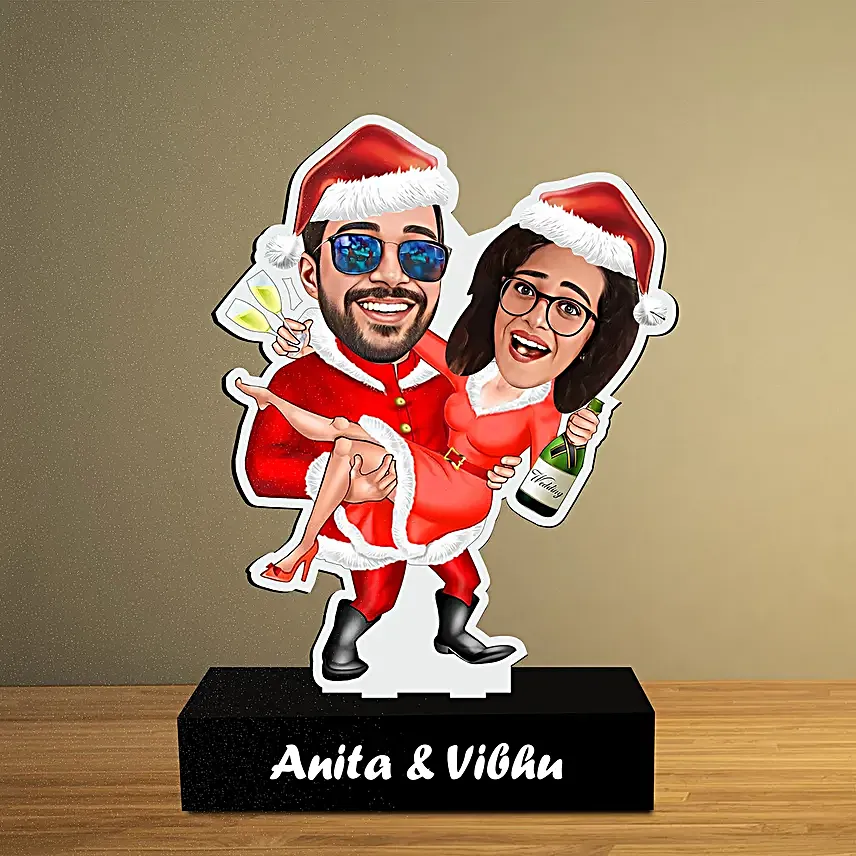 Christmas Cheerful Couples Caricature