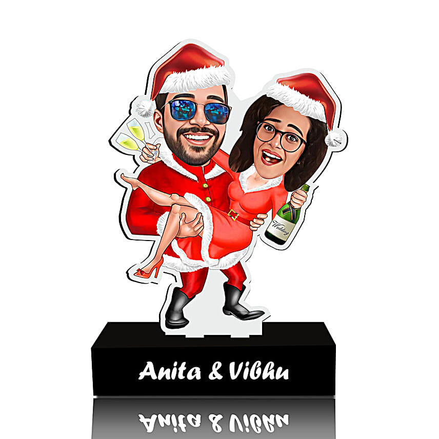 Christmas Cheerful Couples Caricature