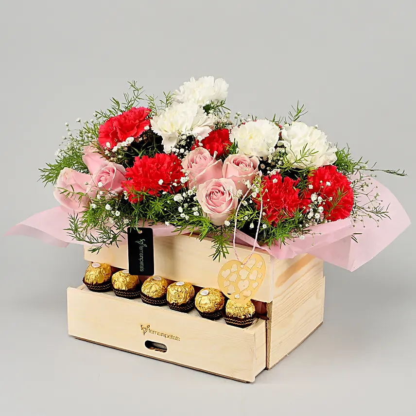 Online Roses And Carnations Basket
