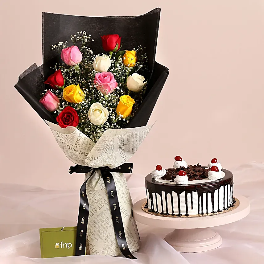 Colorful Young Love Bouquet with Black Forest Cake