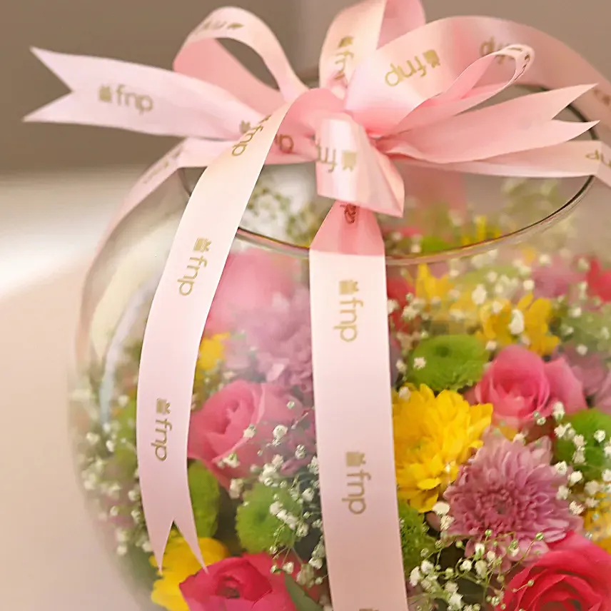 fish bowl flower arrangement