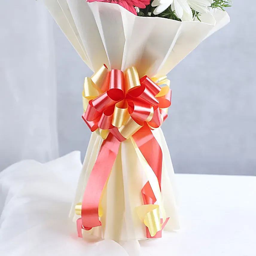 Colourful Gerberas N Butterscotch Cake Combo