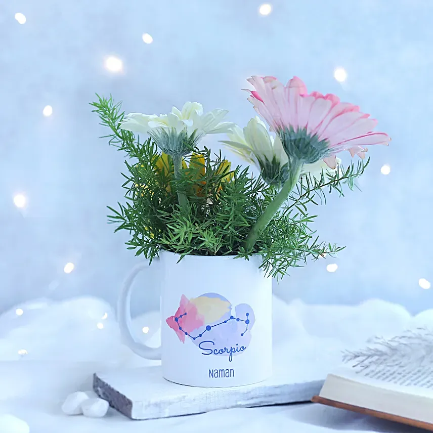 Colourful Gerberas Scorpio Personalised Mug