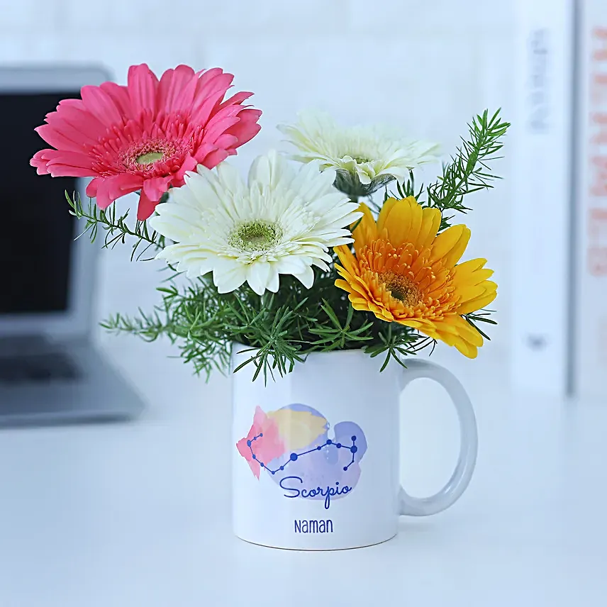 Colourful Gerberas Scorpio Personalised Mug