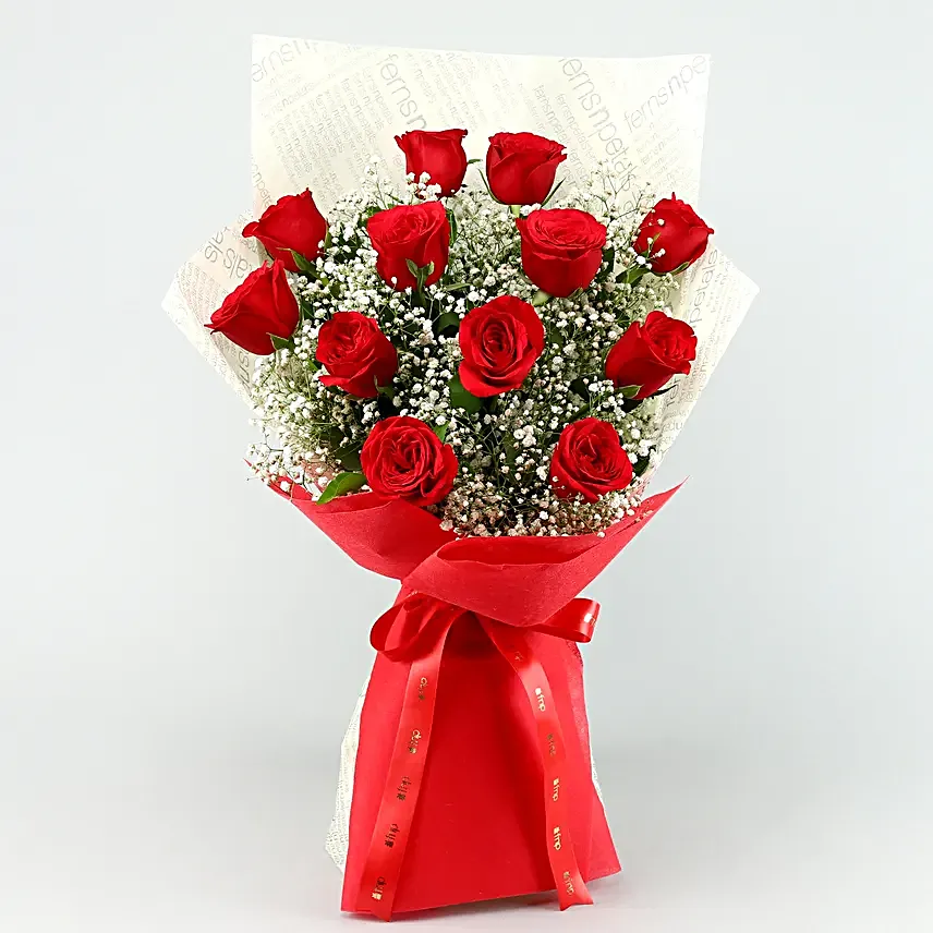 Confetti Of Love Red Roses Bouquet Black Forest Cake
