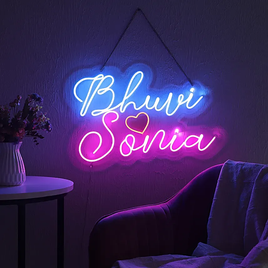 Couple Neon Board with Heart