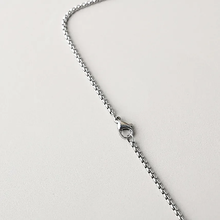 Customised Silver Neck Chain With Square Pendant