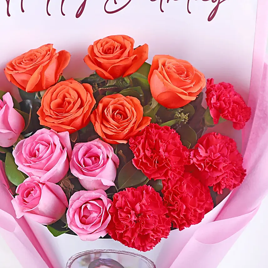 Customized Birthday Photo Bouquet with Truffle Cake