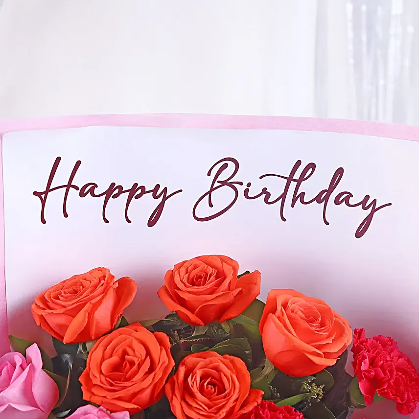 Customized Birthday Photo Bouquet with Truffle Cake