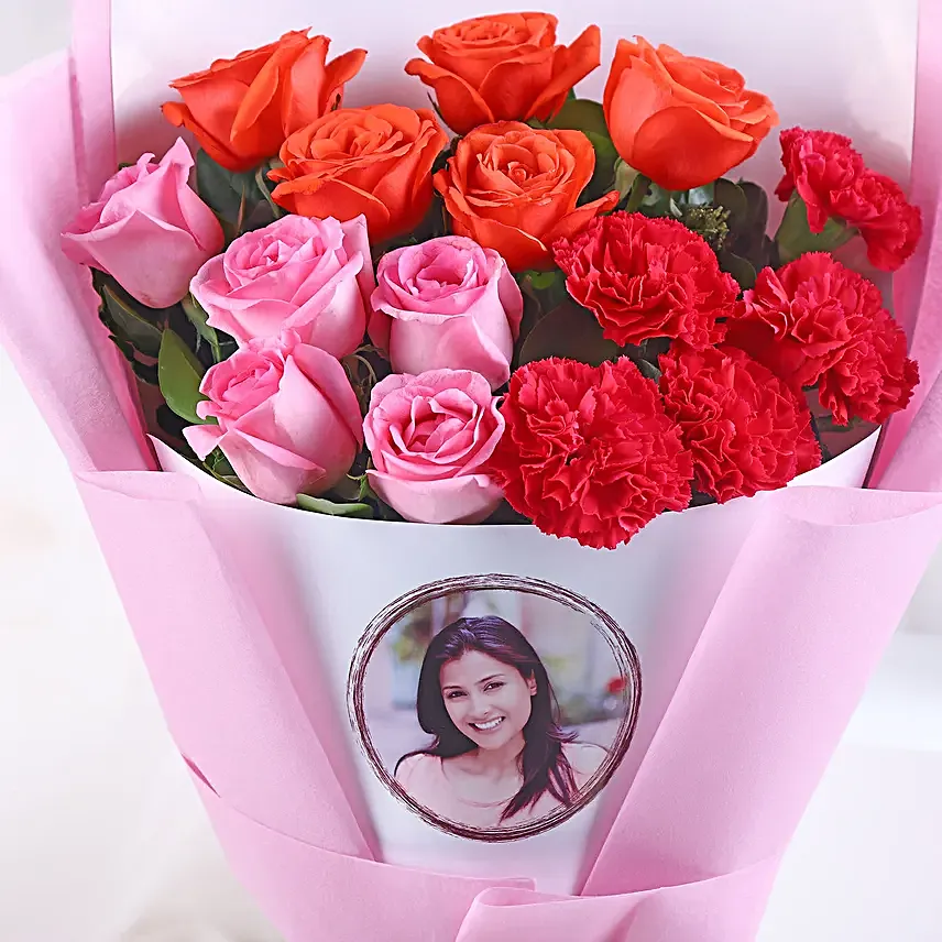 Customized Birthday Photo Bouquet with Truffle Cake