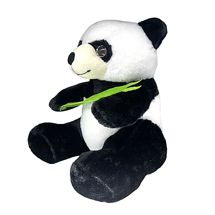 Cute Plush Sitting Panda Soft Toy Black  White