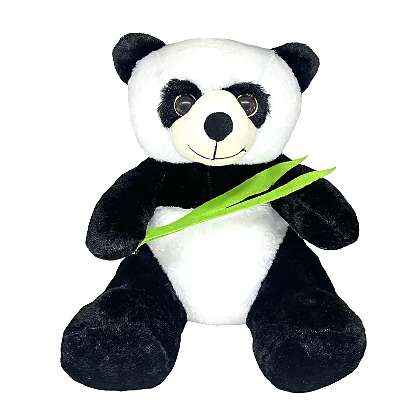 Cute Plush Sitting Panda Soft Toy Black  White