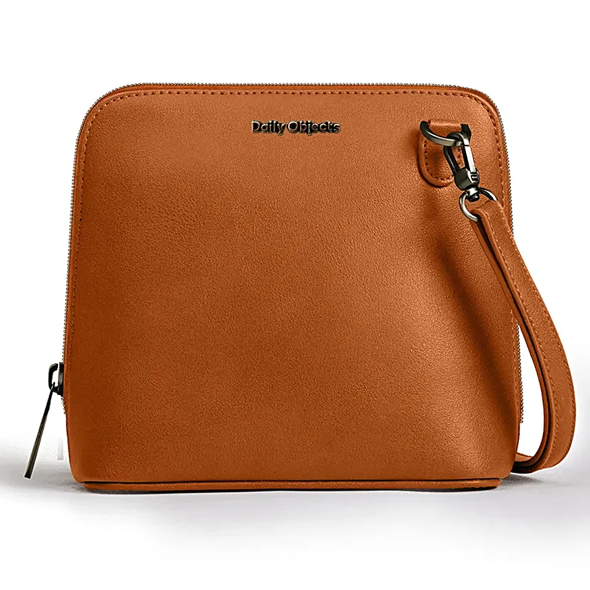 Online Tan Vegan Leather- Trapeze Crossbody Bag