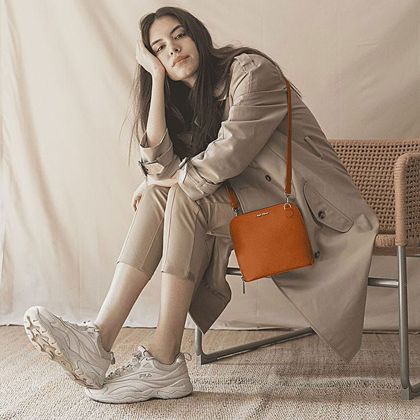 Online Tan Vegan Leather- Trapeze Crossbody Bag