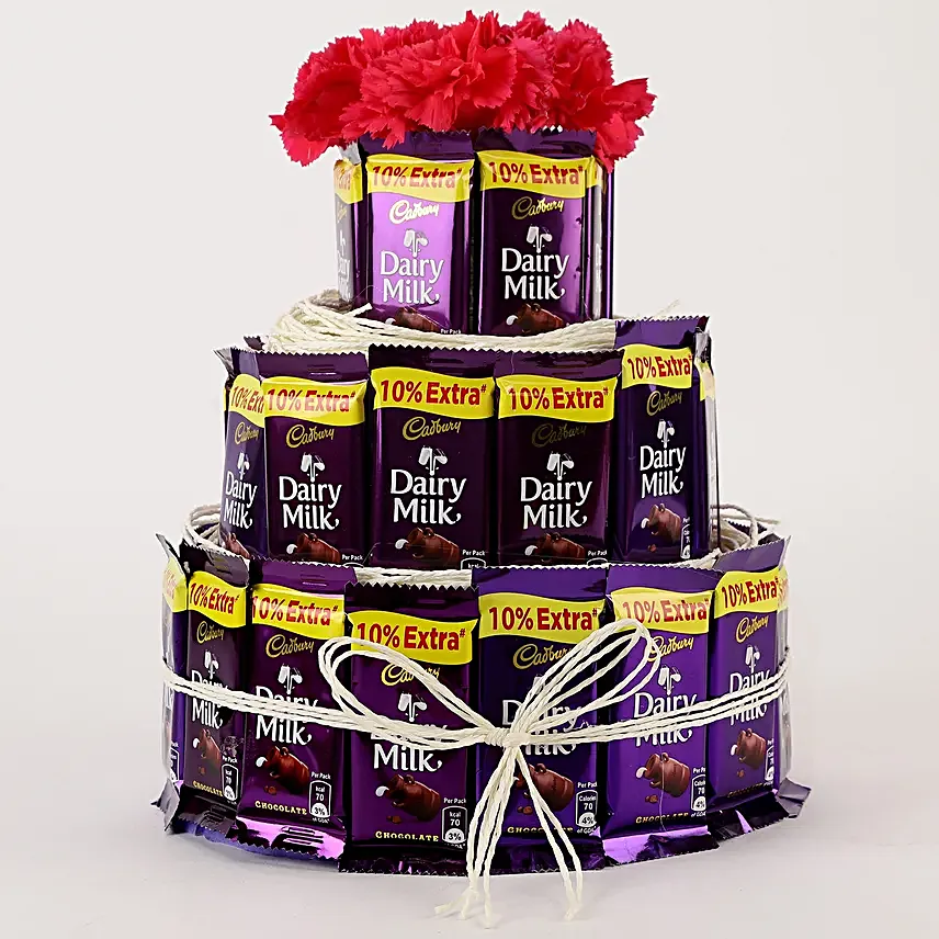 3 Tier Chocolate and Flower Combo Online