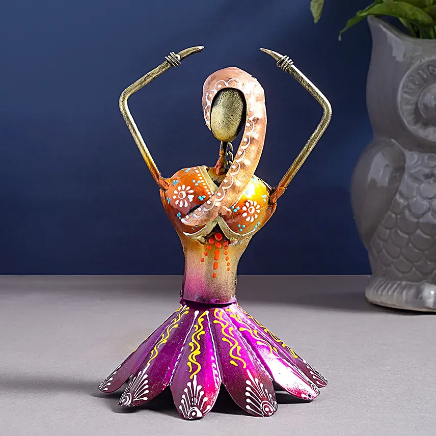 Dancing Doll Wall Hanging Figurine Pink & Orange