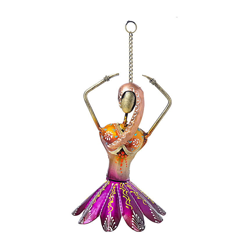 Dancing Doll Wall Hanging Figurine Pink & Orange