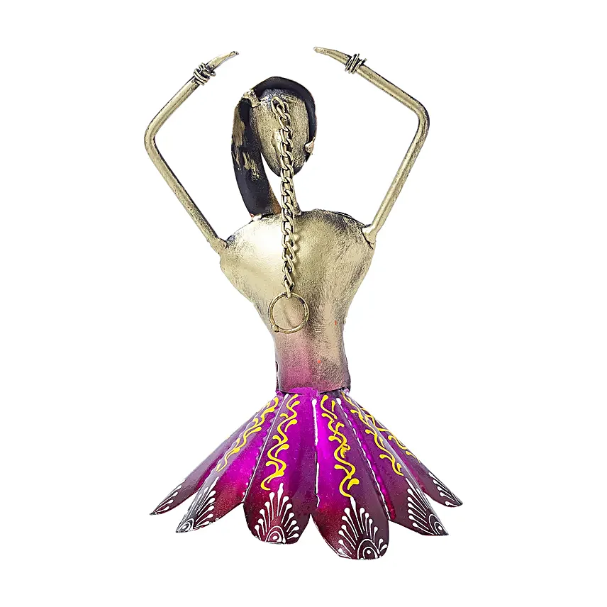 Dancing Doll Wall Hanging Figurine Pink & Orange