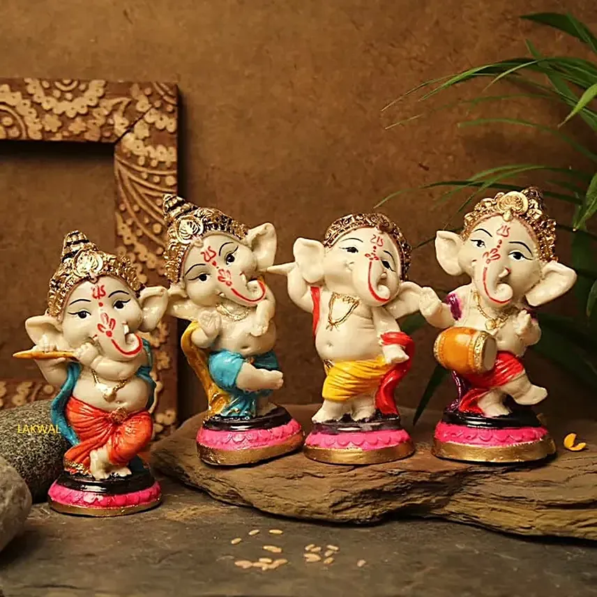 Dancing Ganesha Idols Set of 4