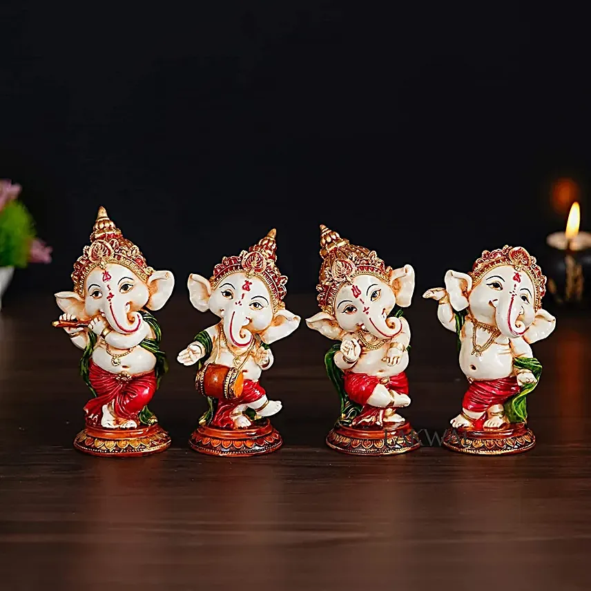 Dancing Ganesha Idols Set of 4