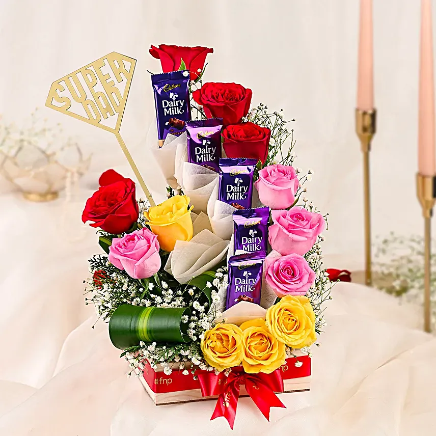 Dazzling Roses N Chocolates for Dad