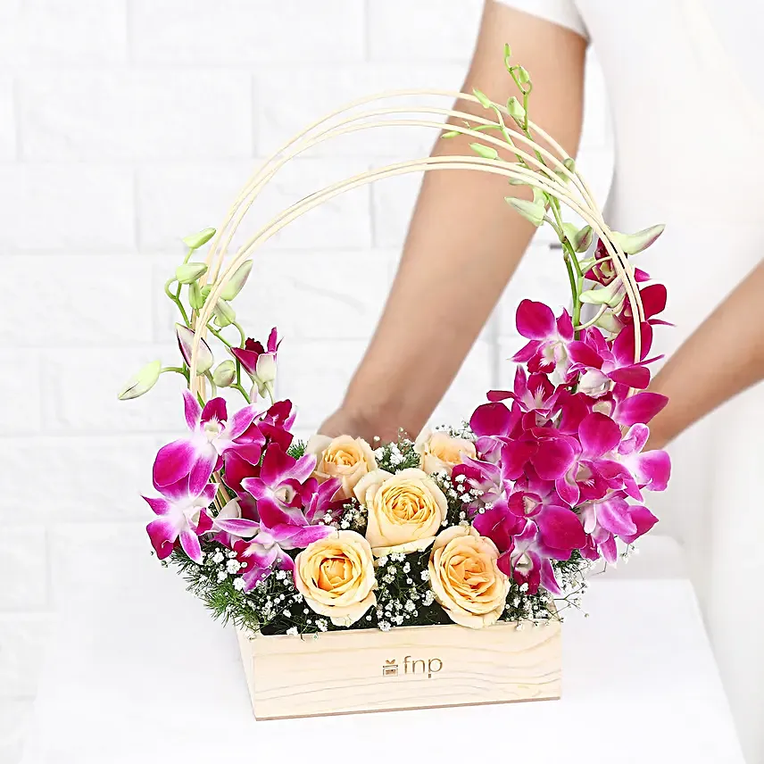 Delicate Beauty Orchids N Roses Arrangement