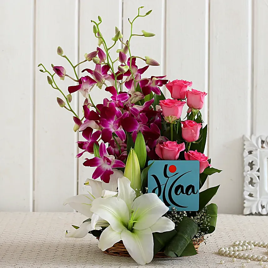 Delightful Mixed Flowers and Maa Table Top