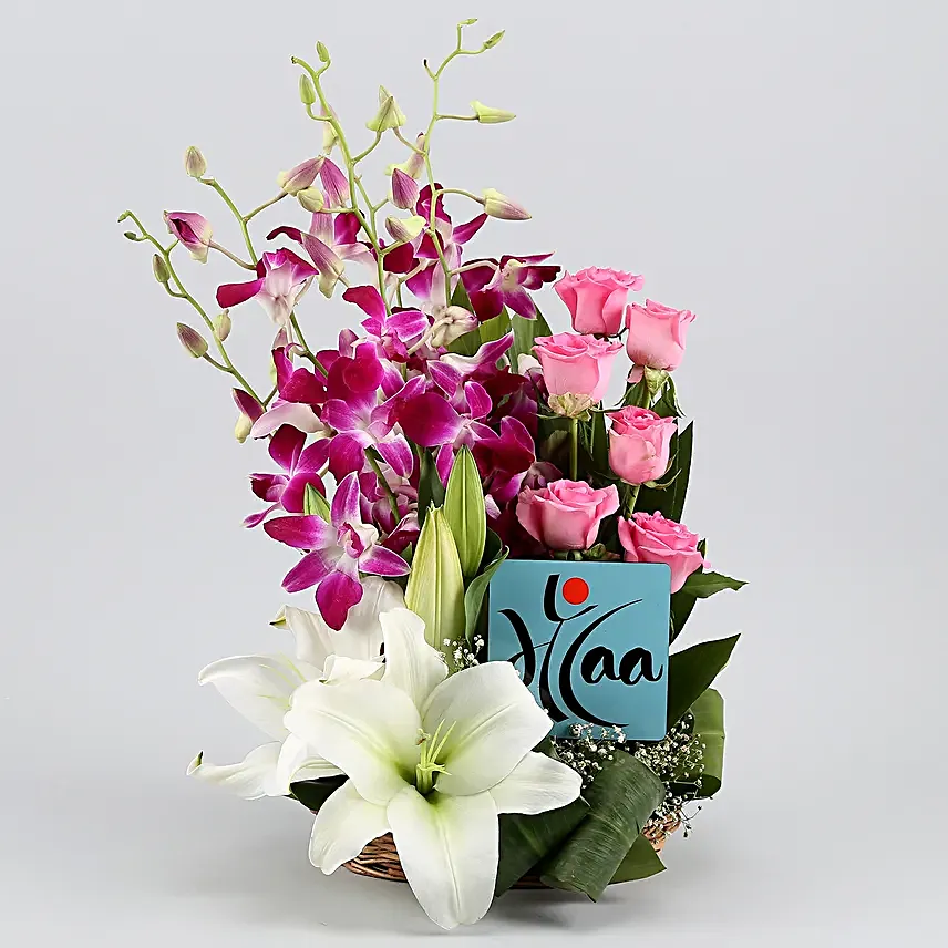 Delightful Mixed Flowers and Maa Table Top