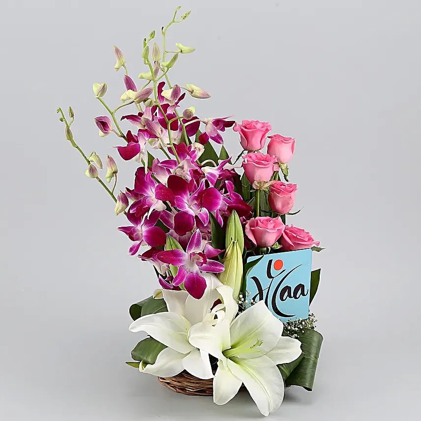 Delightful Mixed Flowers and Maa Table Top