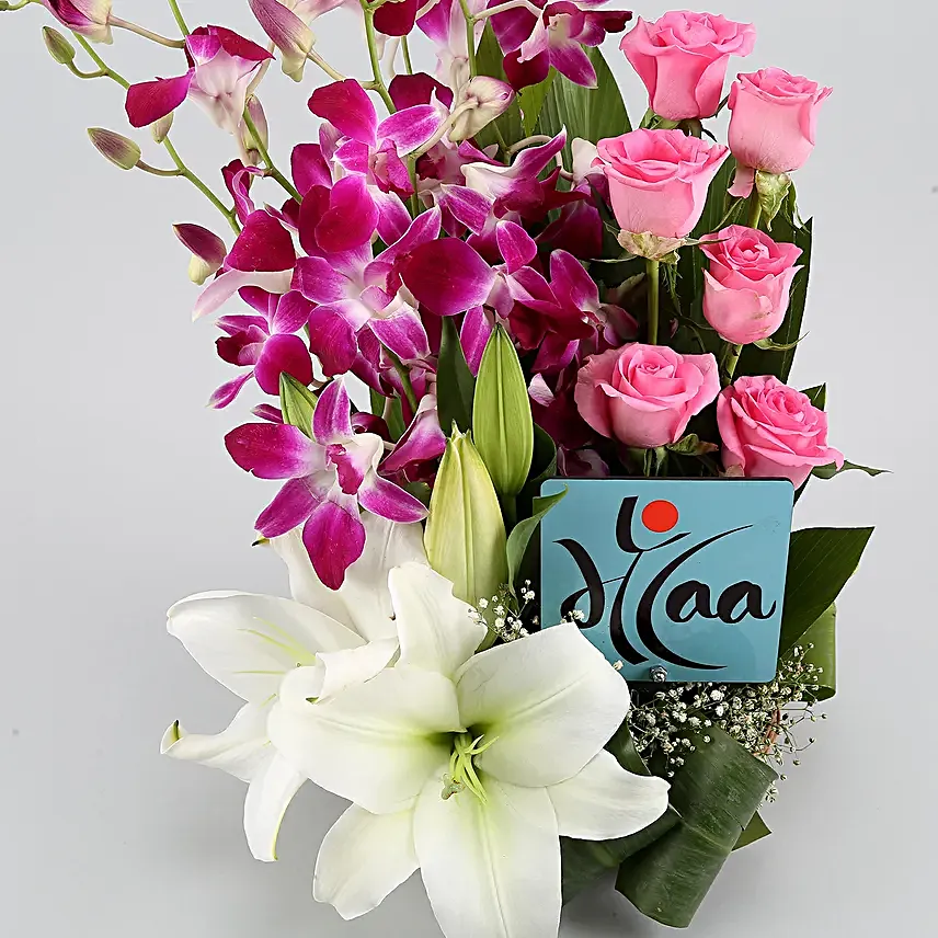 Delightful Mixed Flowers and Maa Table Top