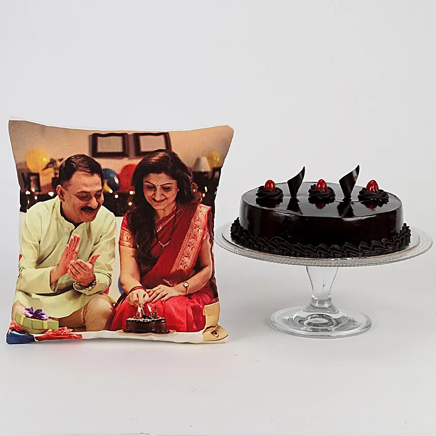 Online Combo of Cake and Personalised Cushion
