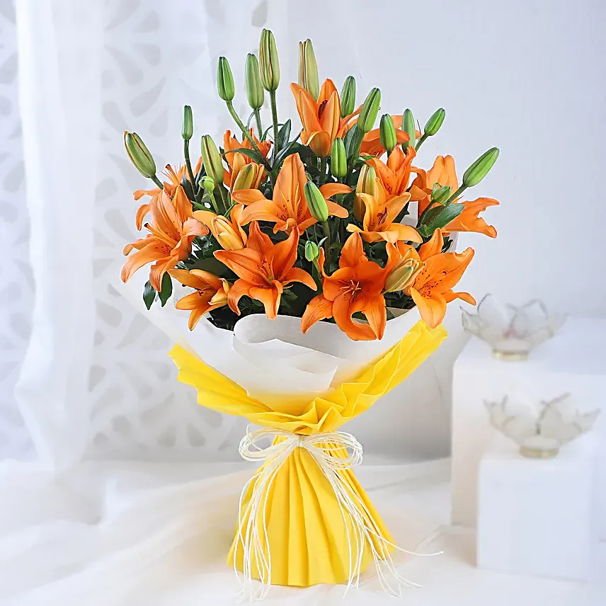 Orange lilies bouquet