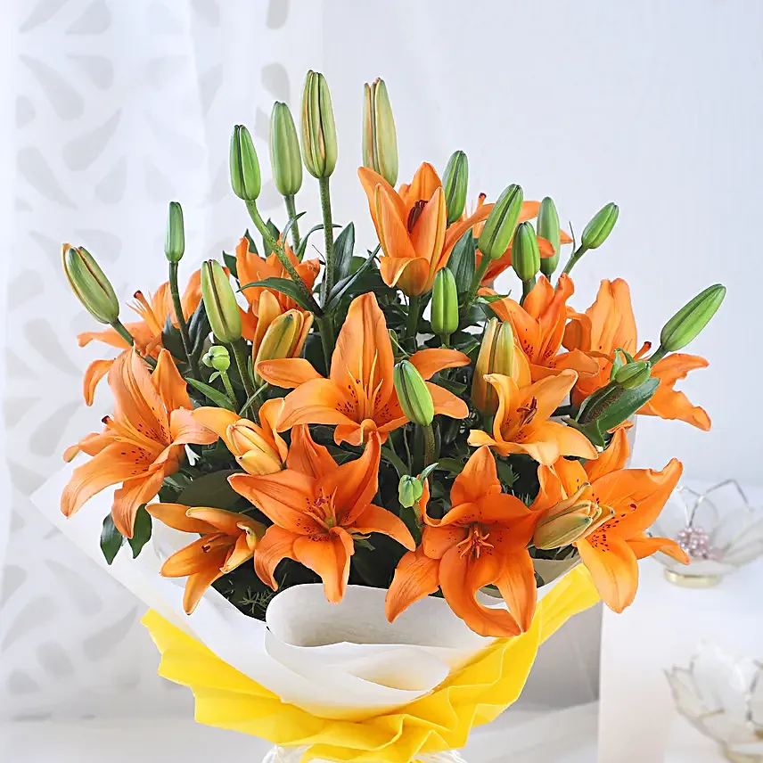 Orange lilies bouquet