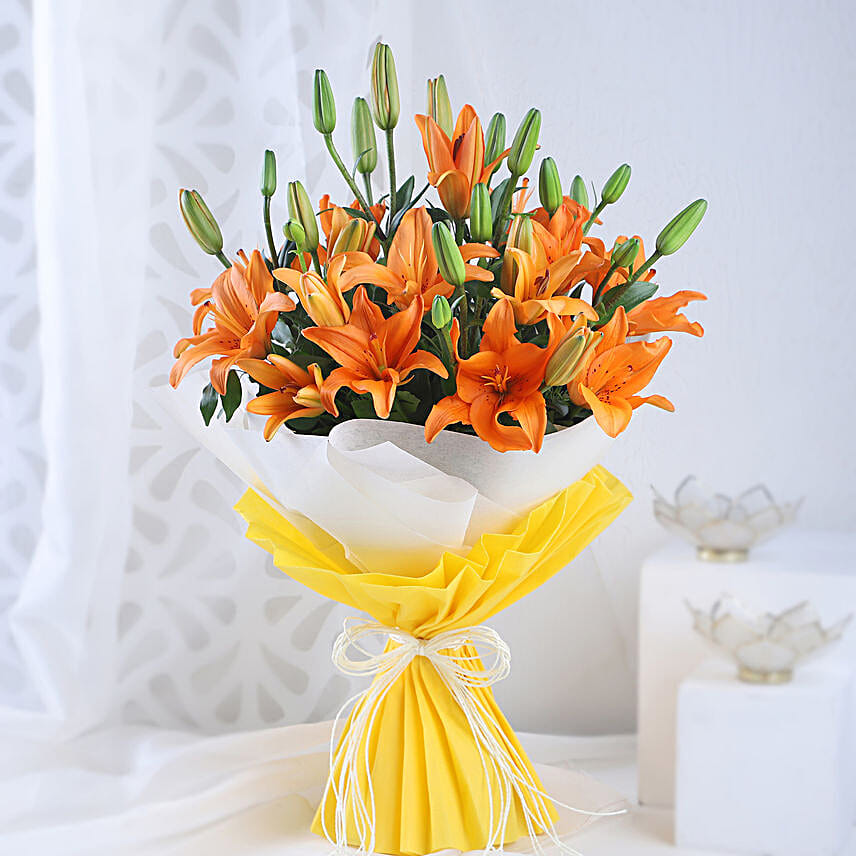 Orange lilies bouquet