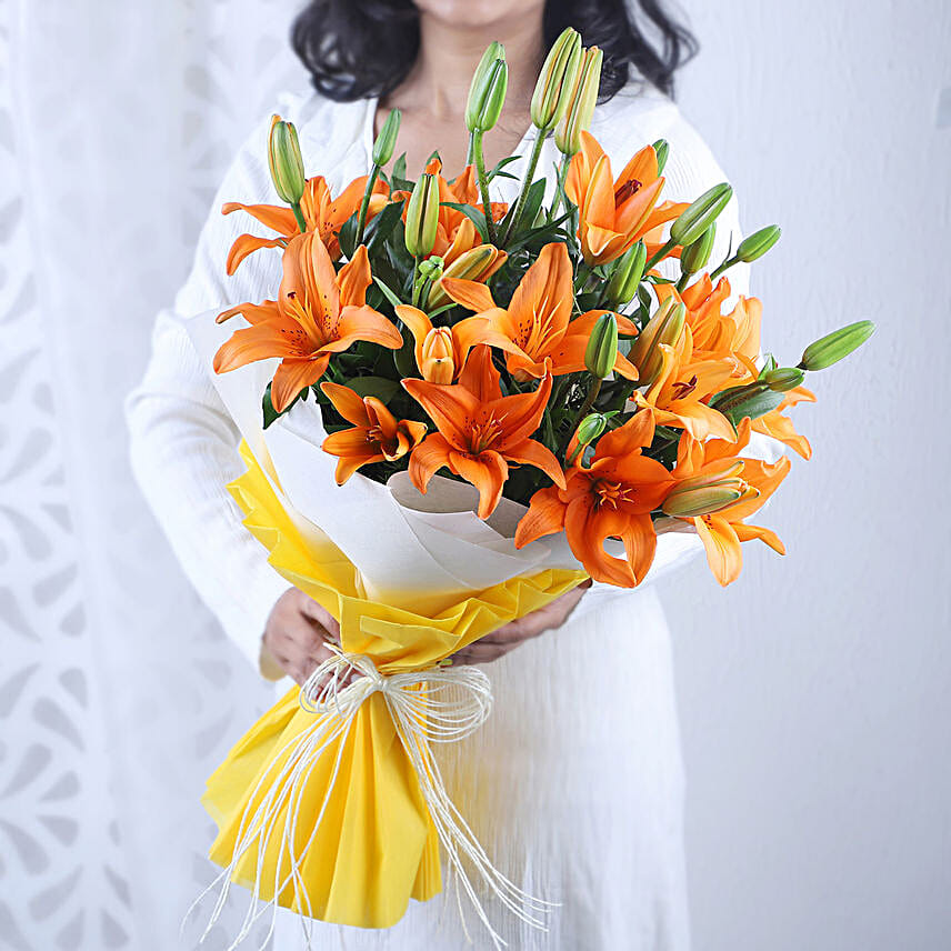 Orange lilies bouquet
