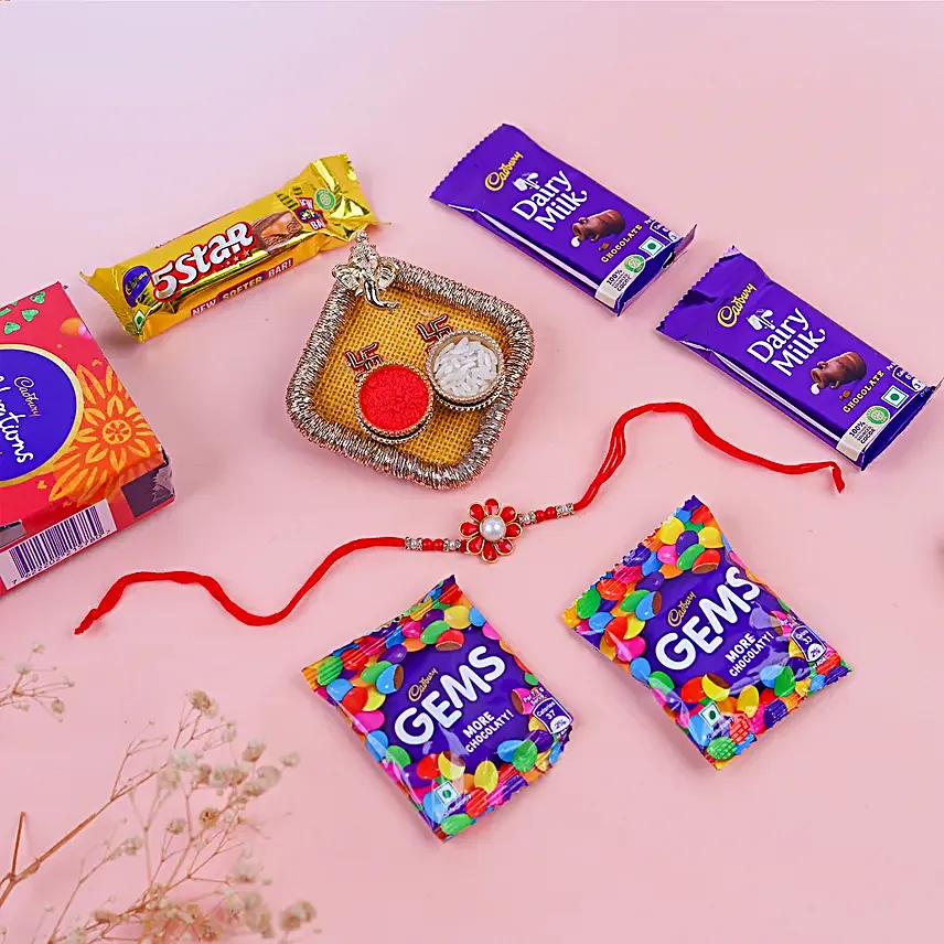 Designer Floral Bloom Rakhi N Celebration Pack