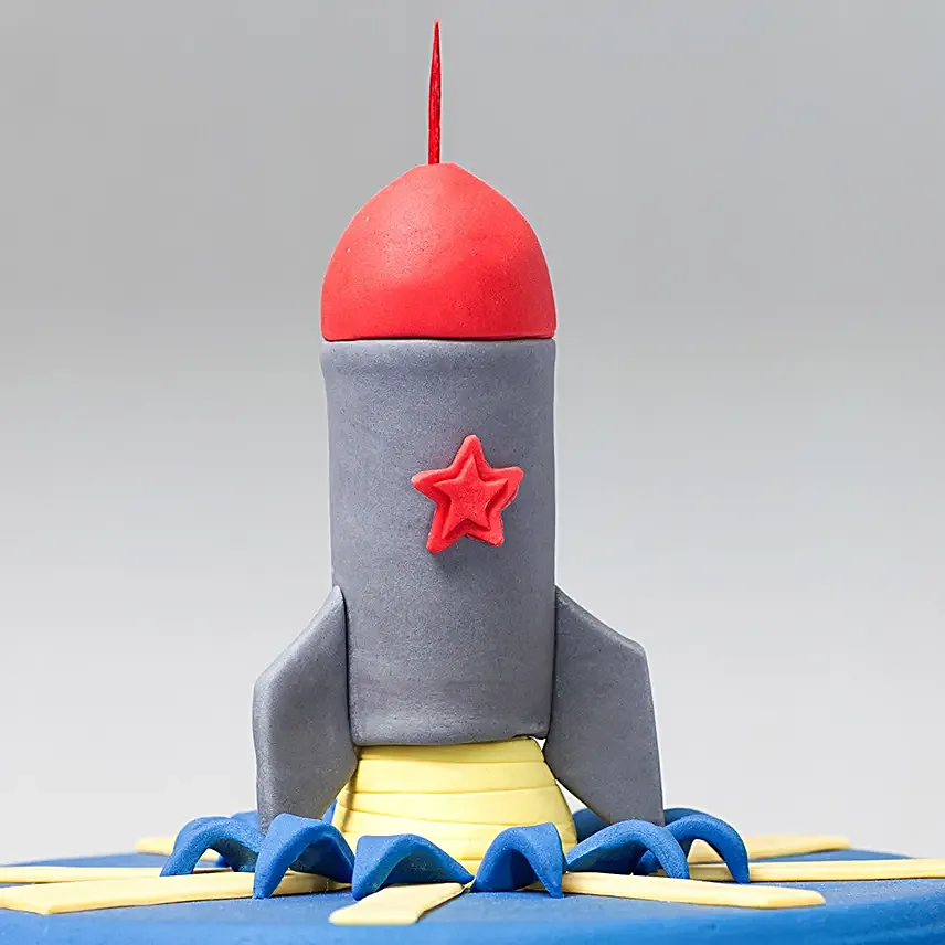Blue Rocket Shape Cake For Kids