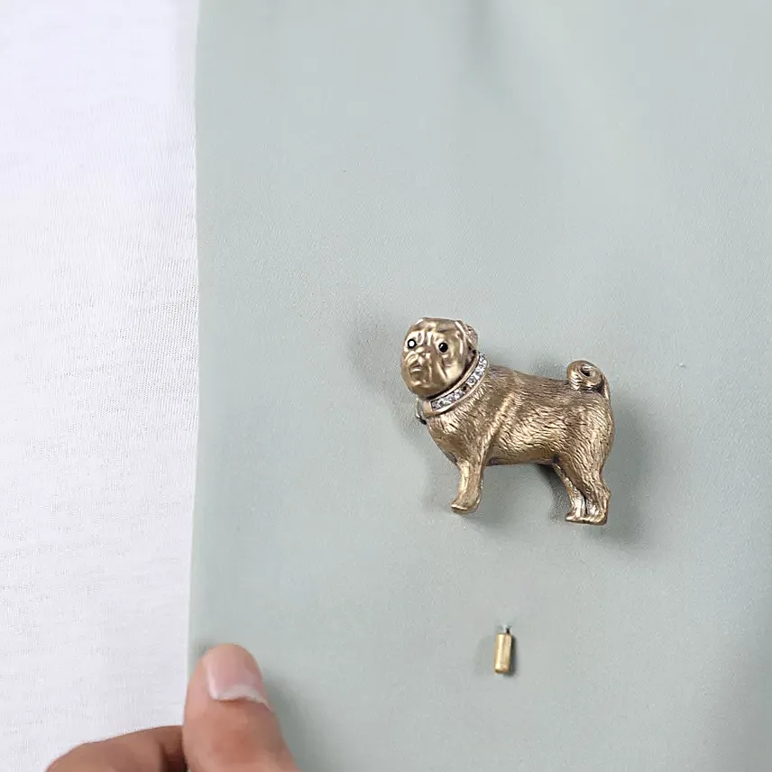 Diamond Pug Lapel Pin