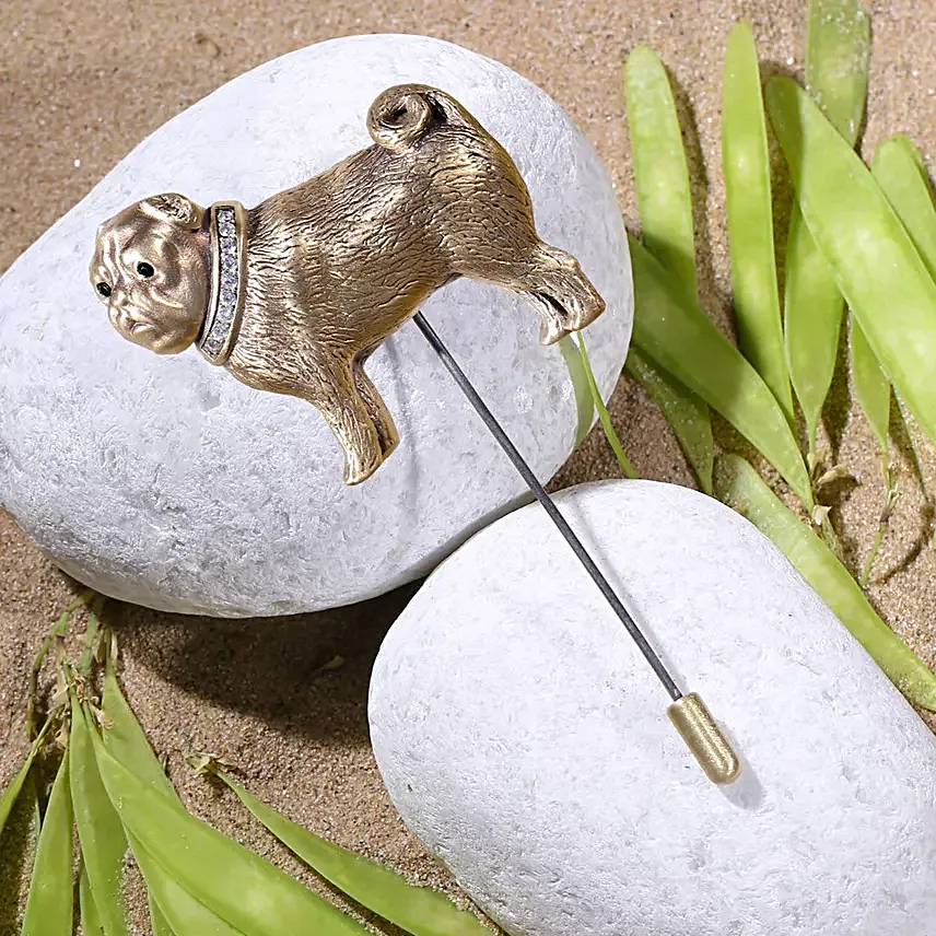 Diamond Pug Lapel Pin