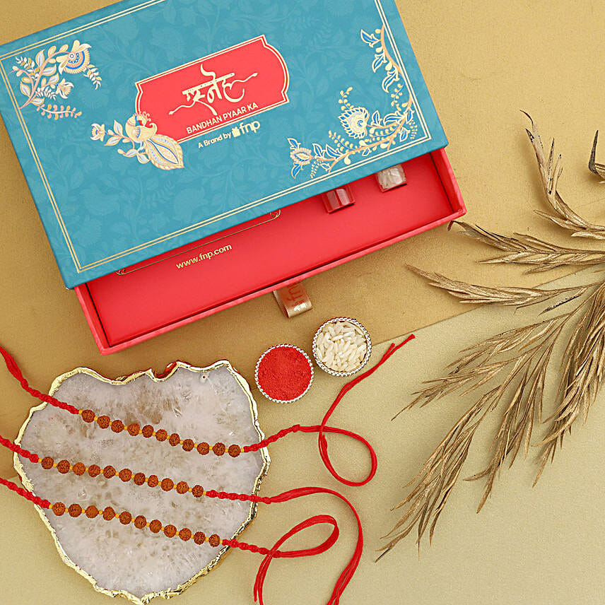 Divine Strength Rudraksha Rakhi Trio