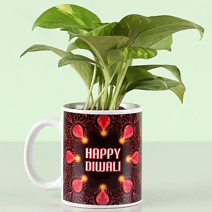 best plant with printed coffee mug for diwali