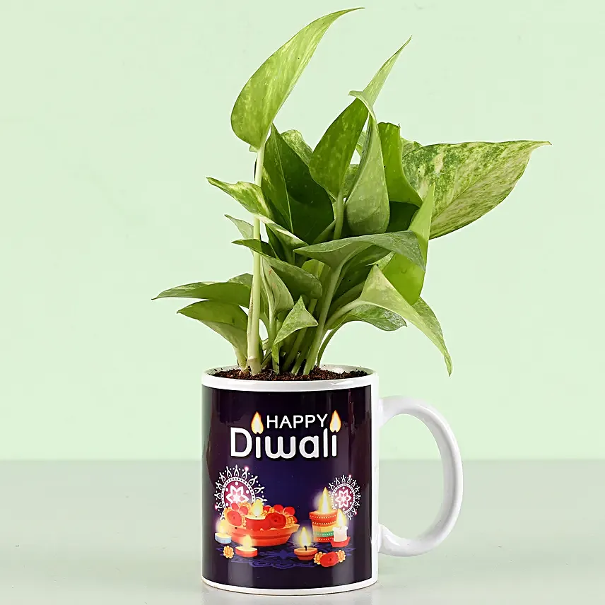 online printed mug with plant for him on diwali
