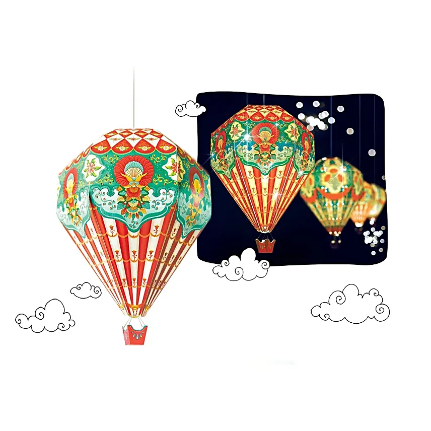 DIY Hot Air Balloon Red Lamp Gift set