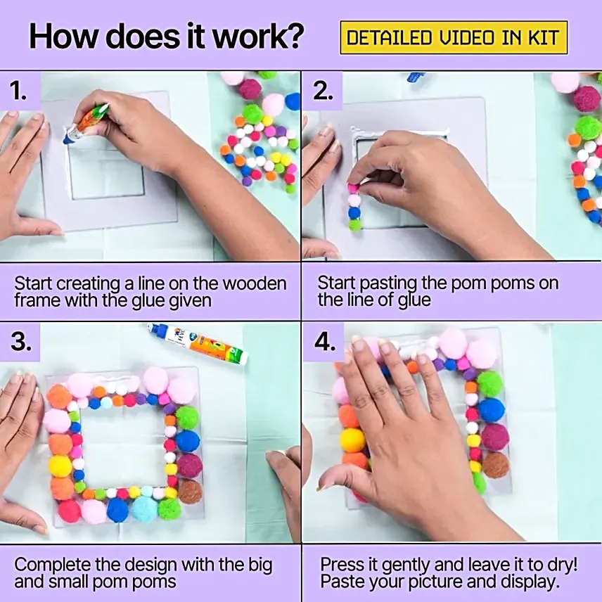 DIY Quirky Pom Pom Photo Frame Kit