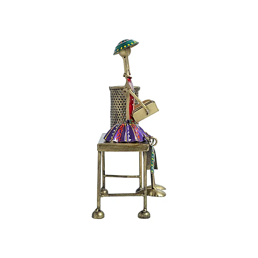 Doll Figurine Desk Pen Stand Red & Green